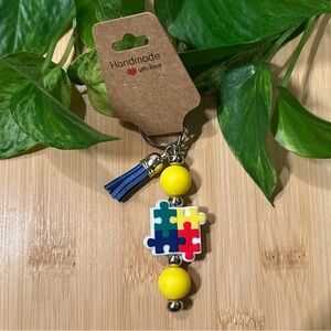 Autism Awareness Keychain 🧩 Handmade Silicone Beads | Puzzle Piece Colors
